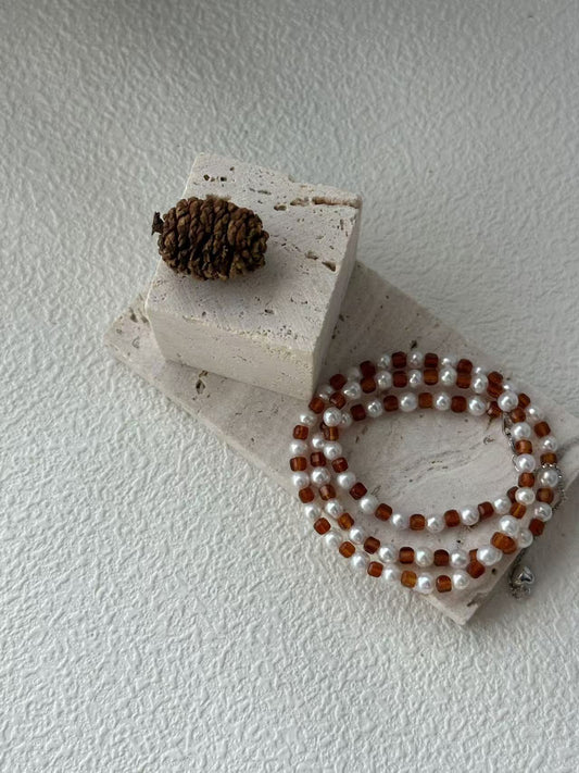 Tiny Pearl & Pomegranate Necklace