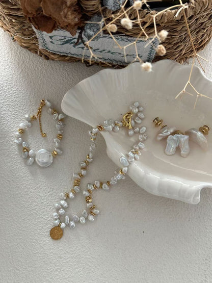 Metal Keshi Petal Golden Bracelet