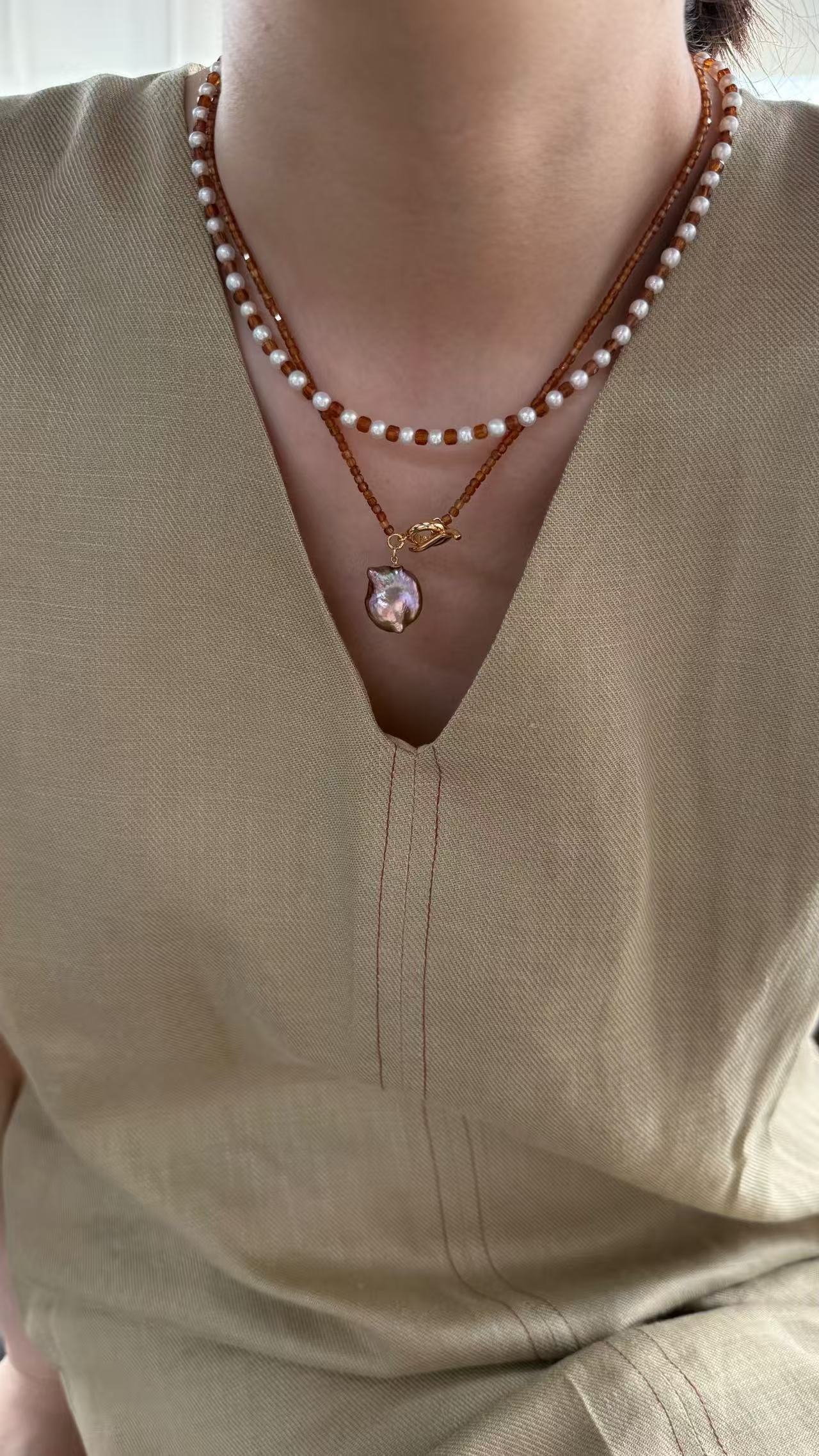 Neon Pomegranate Baroque Pendant