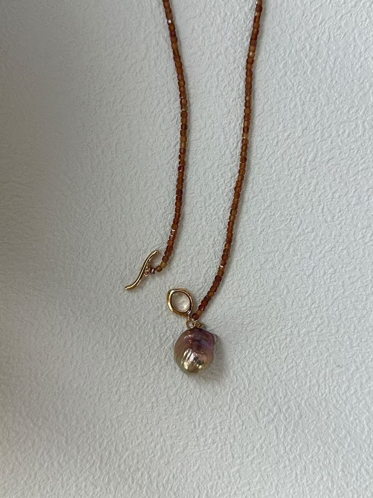 Neon Pomegranate Baroque Pendant