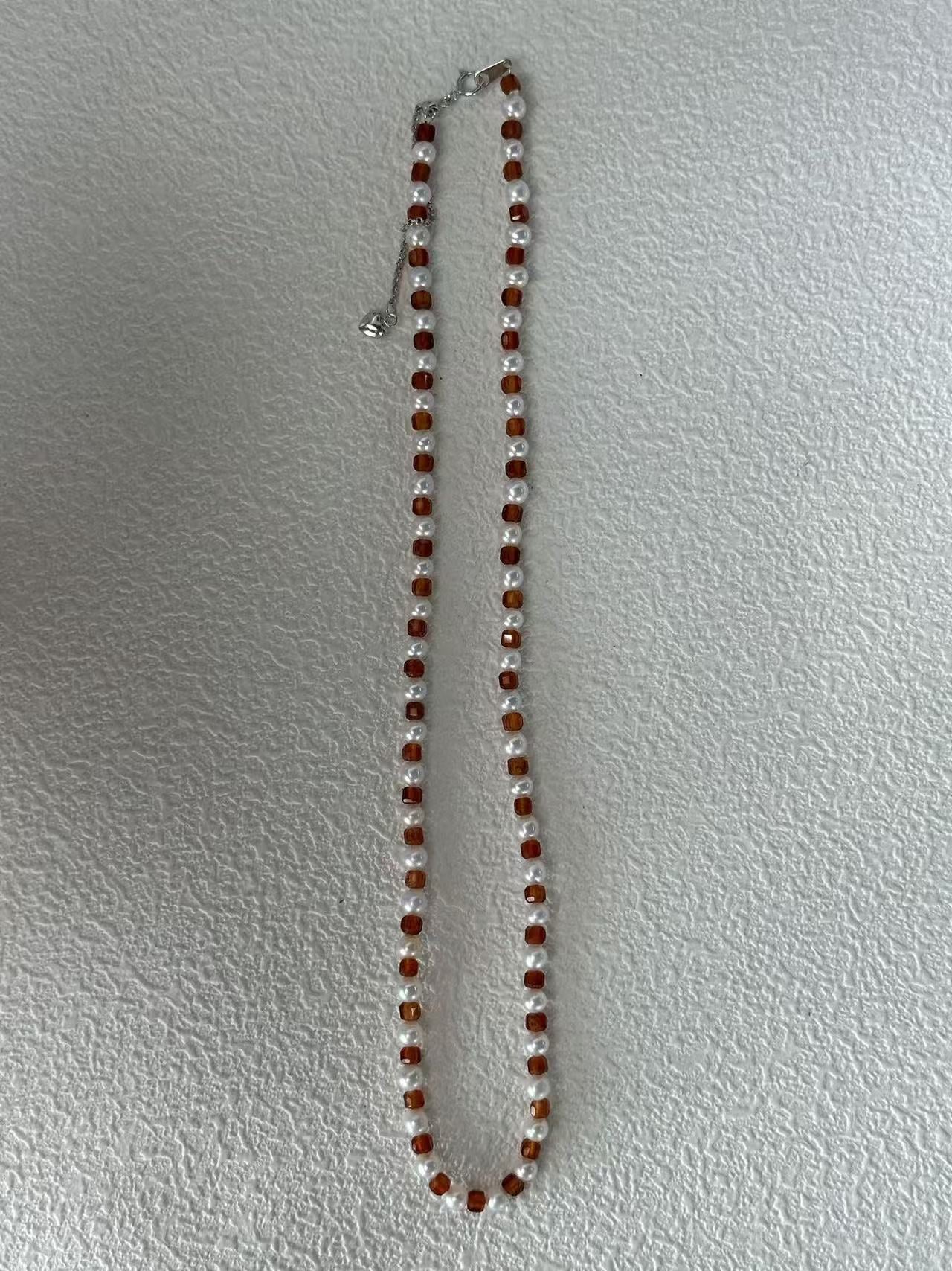 Tiny Pearl & Pomegranate Necklace