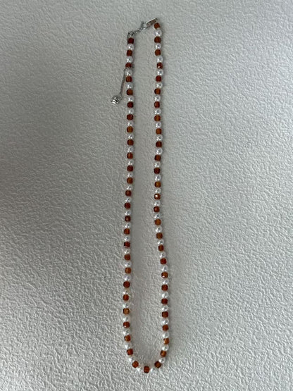 Tiny Pearl & Pomegranate Necklace