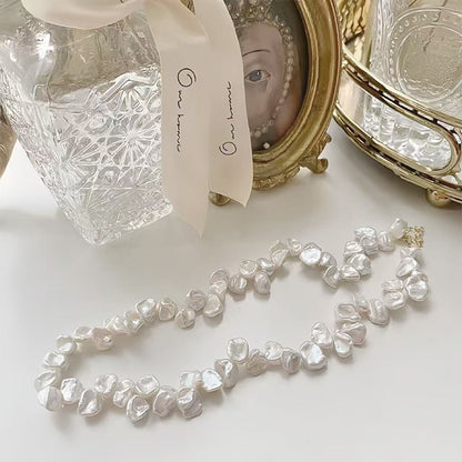 Lunar Debris Ice Flower Keshi Pearl Necklace