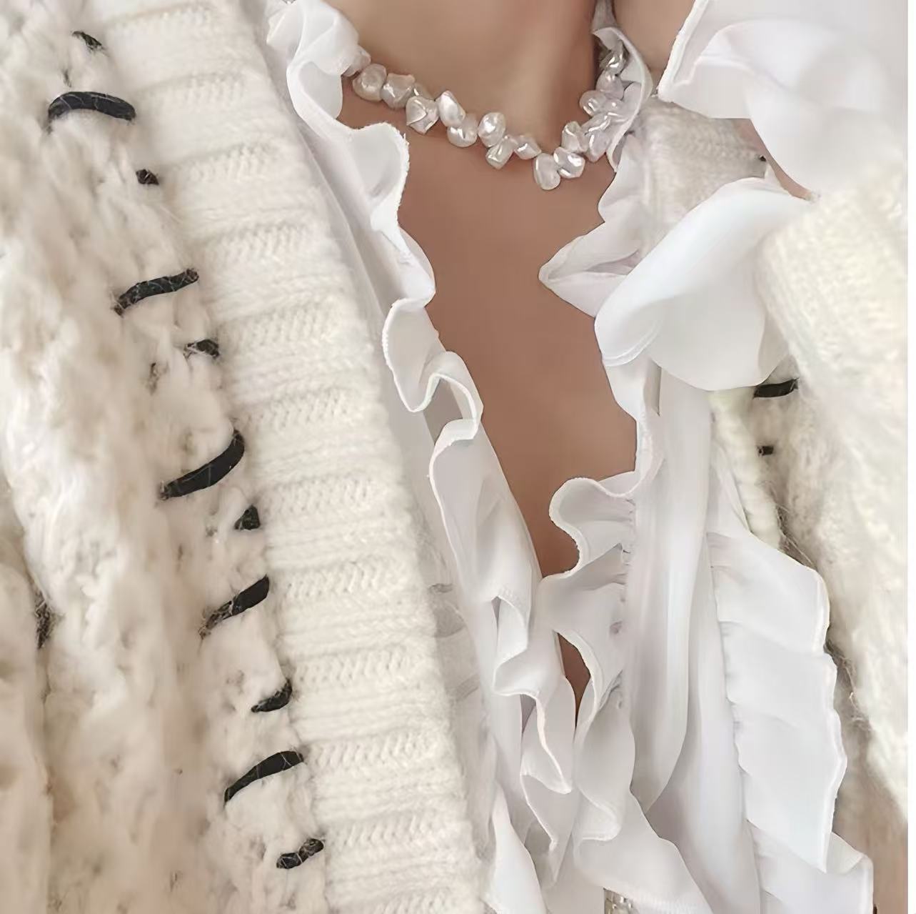 Lunar Debris Ice Flower Keshi Pearl Necklace