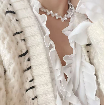 Lunar Debris Ice Flower Keshi Pearl Necklace