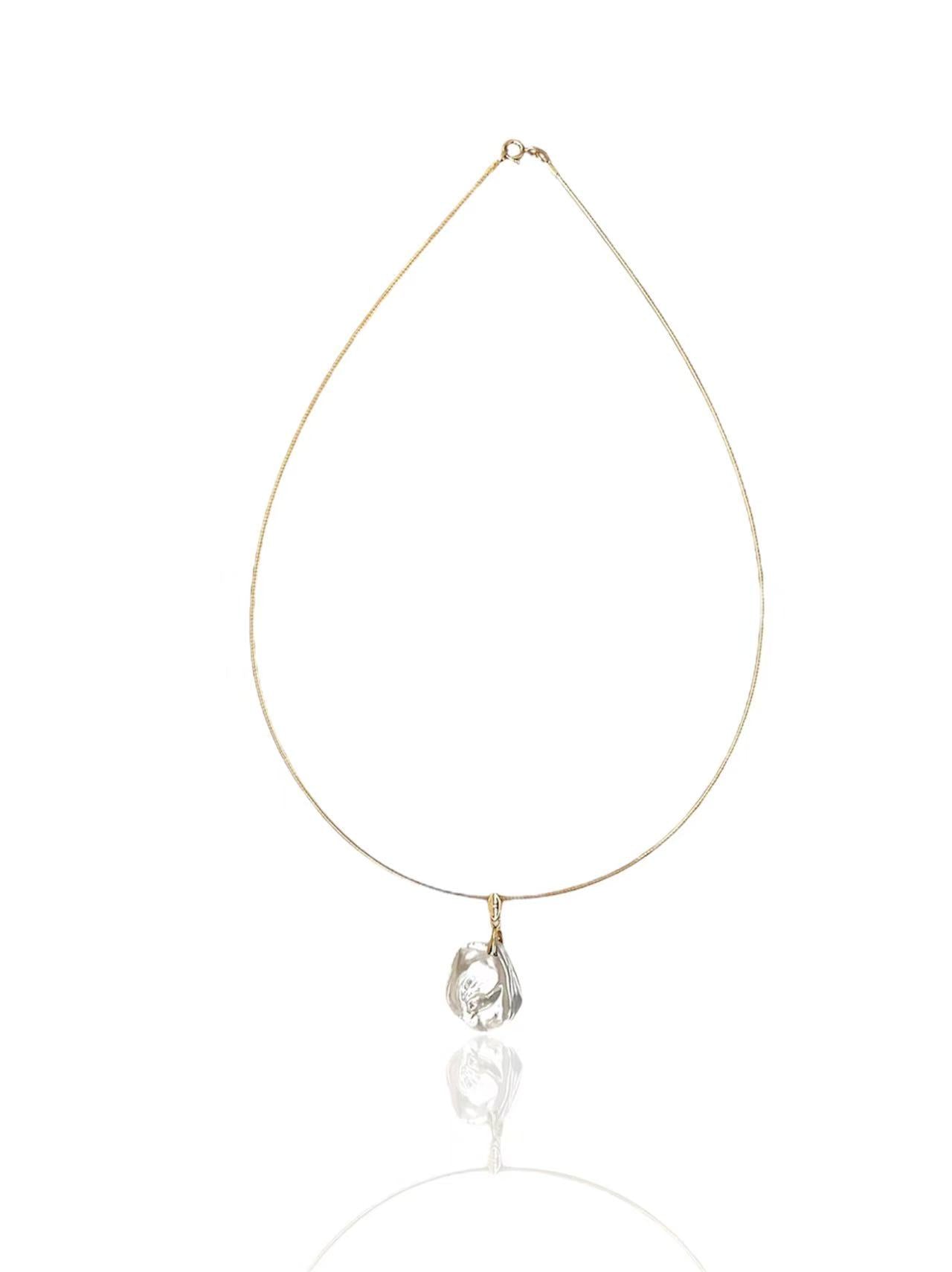 Silver full moon pearl necklace