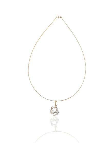 Silver full moon pearl necklace