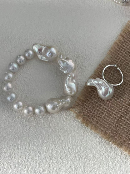 Cream Beads Baroque Pearl Bracelet