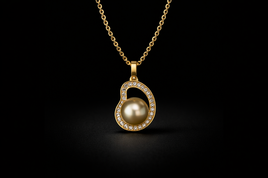 Seawater South Sea Golden Pearl "Lucky Bean" Gold Necklace