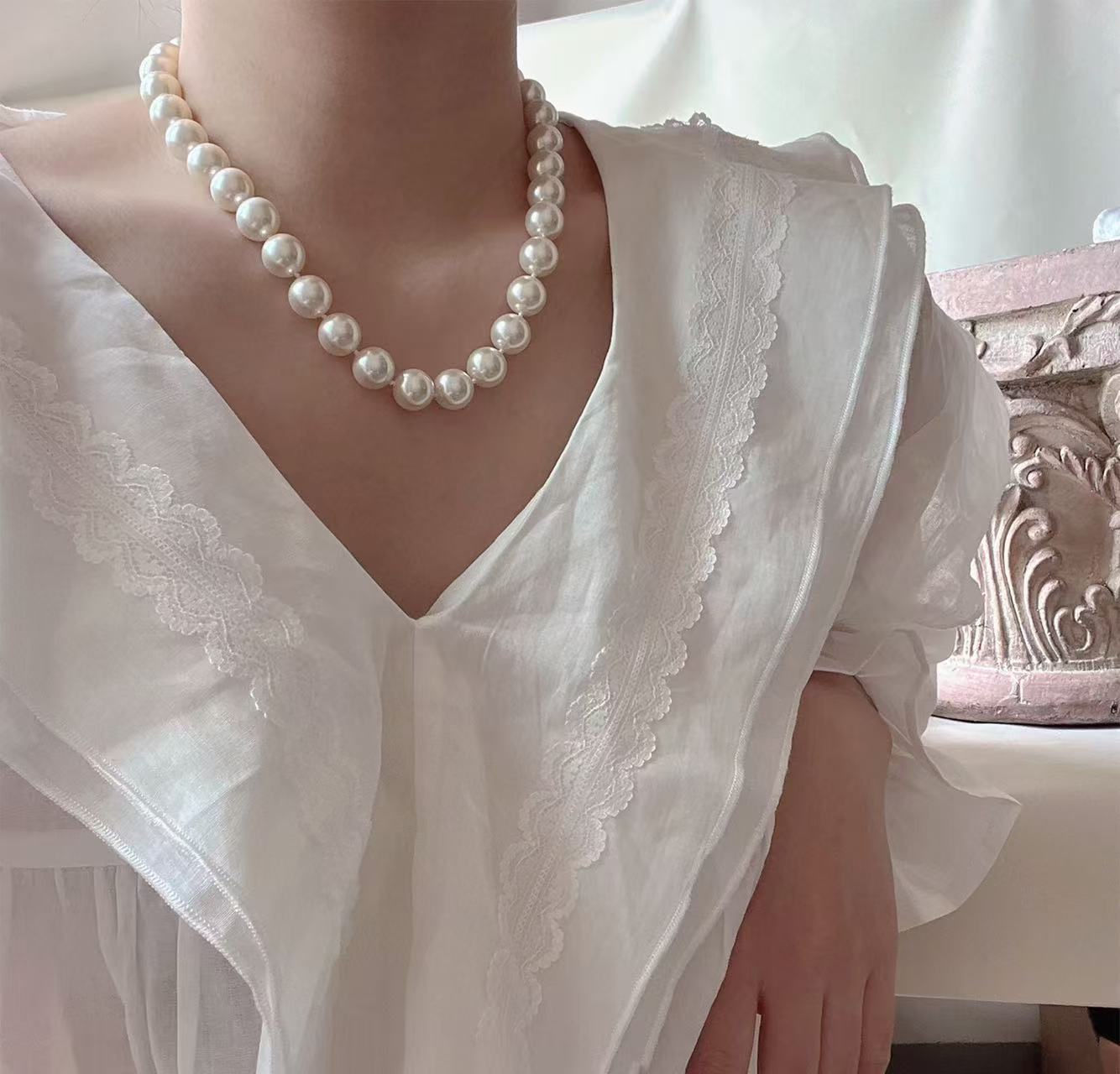 Top Luster Big Core Edison Pearl Necklace