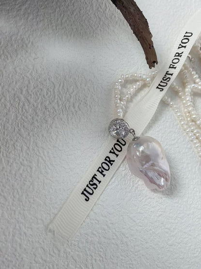 Pink Diamond Peony Bud Baroque Necklace