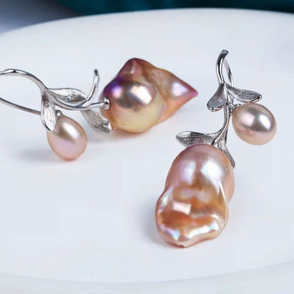 ‘Roses and Sunsets’ Design Large Nucleus Baroque Art Earrings