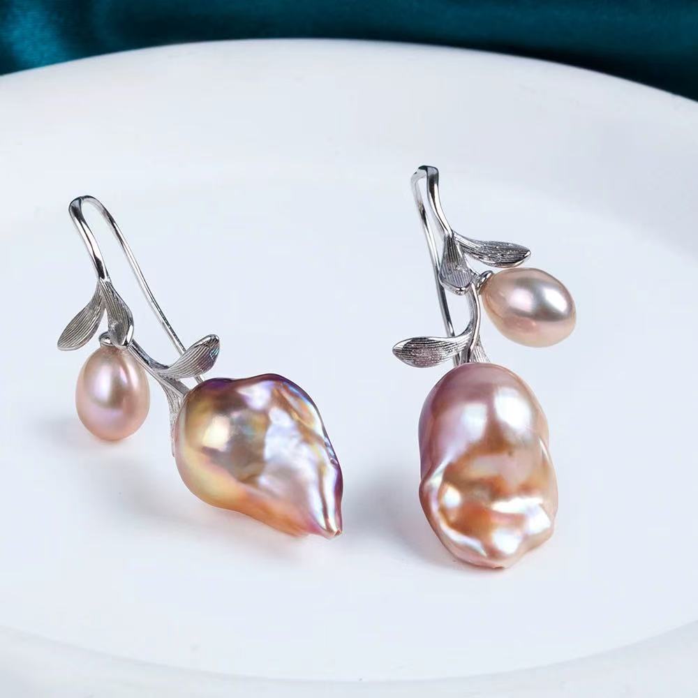 ‘Roses and Sunsets’ Design Large Nucleus Baroque Art Earrings
