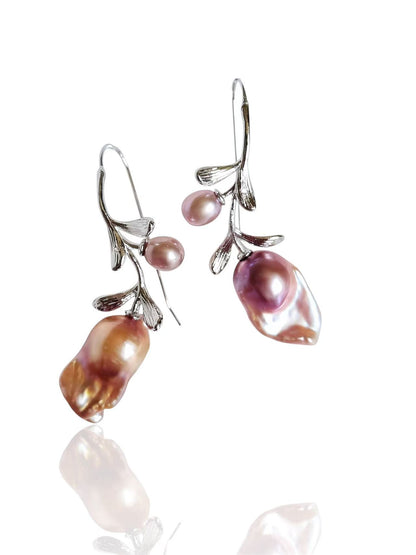 ‘Roses and Sunsets’ Design Large Nucleus Baroque Art Earrings