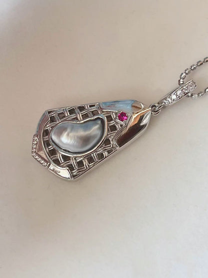 ‘Sanctum Mare’ Rare Glacier Blue Australian White Baroque Pearl Necklace
