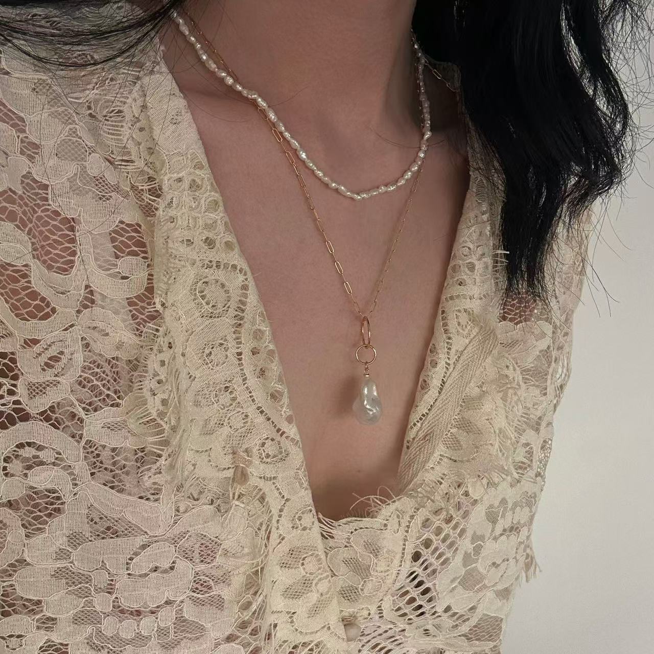 ‘Moonlight and Planetary Rings’ Warm White Baroque Pendant