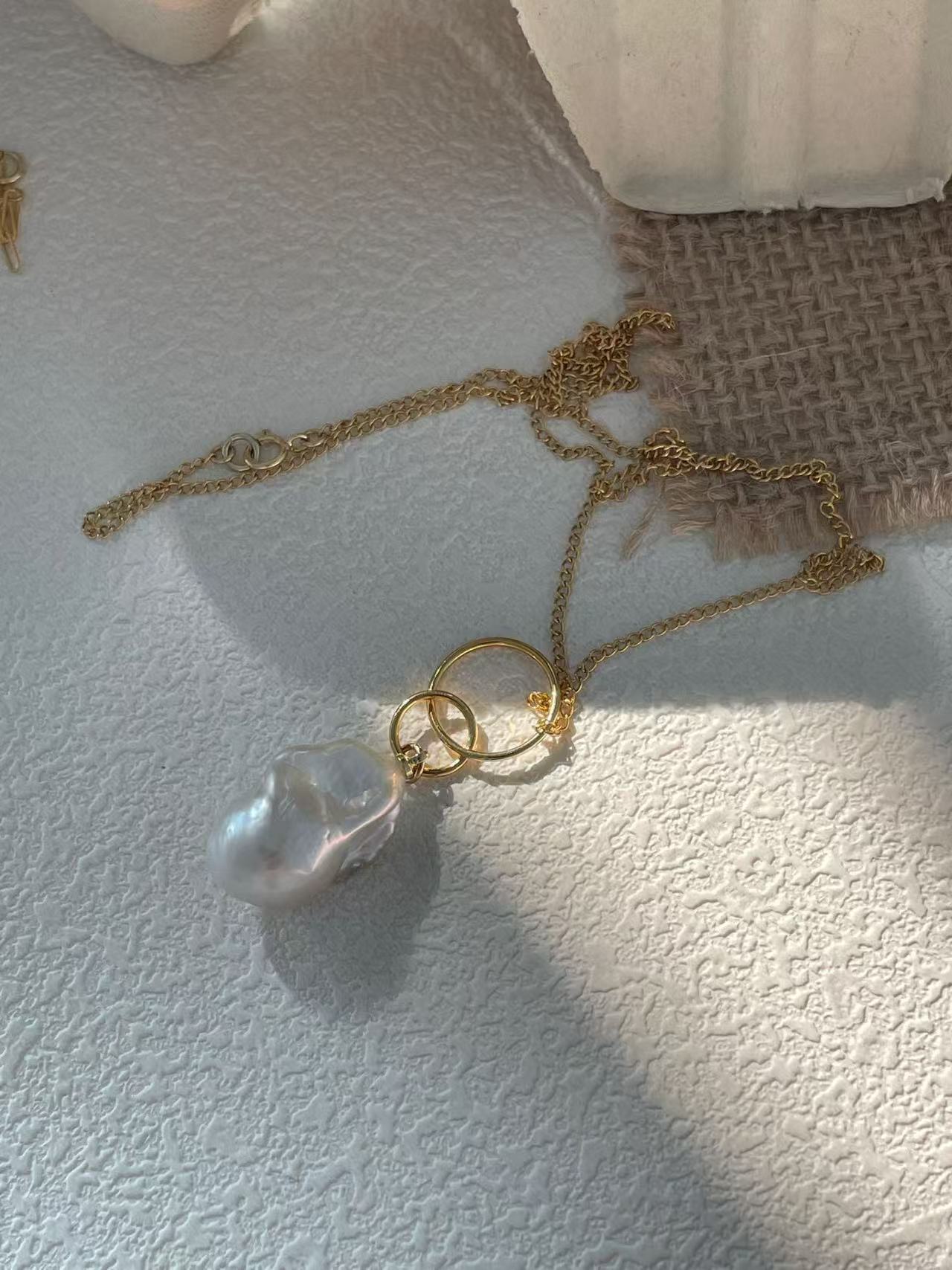 ‘Moonlight and Planetary Rings’ Warm White Baroque Pendant