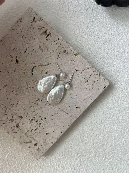 ‘Streams and Oceans’ Water Drop Flat Baroque Series Set (Earrings, Necklace, Bracelet)