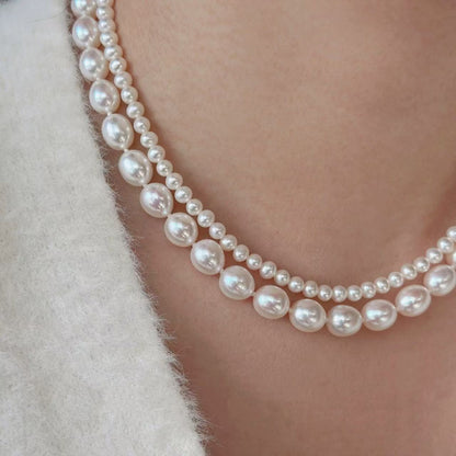 Teardrop-shaped pink lustre freshwater pearl necklace