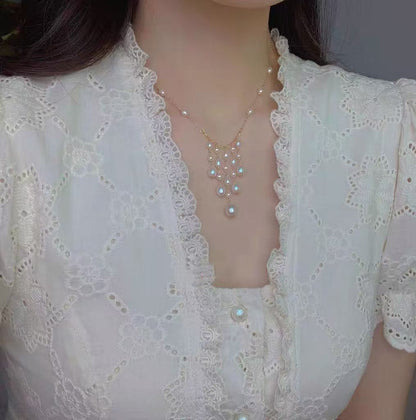 Fairy tassel hand-woven mirror-luster freshwater pearl necklace