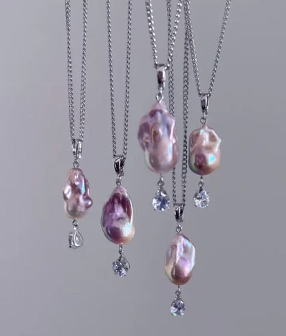 ‘Party Surprise’ White/Purple Baroque Diamond Pendant