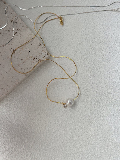 Seawater Round Pearl Diamond Necklace