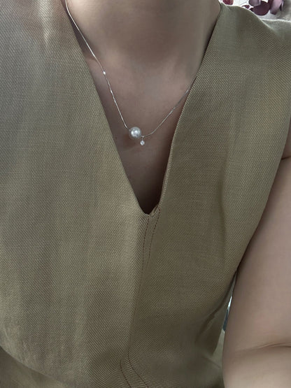 Seawater Round Pearl Diamond Necklace