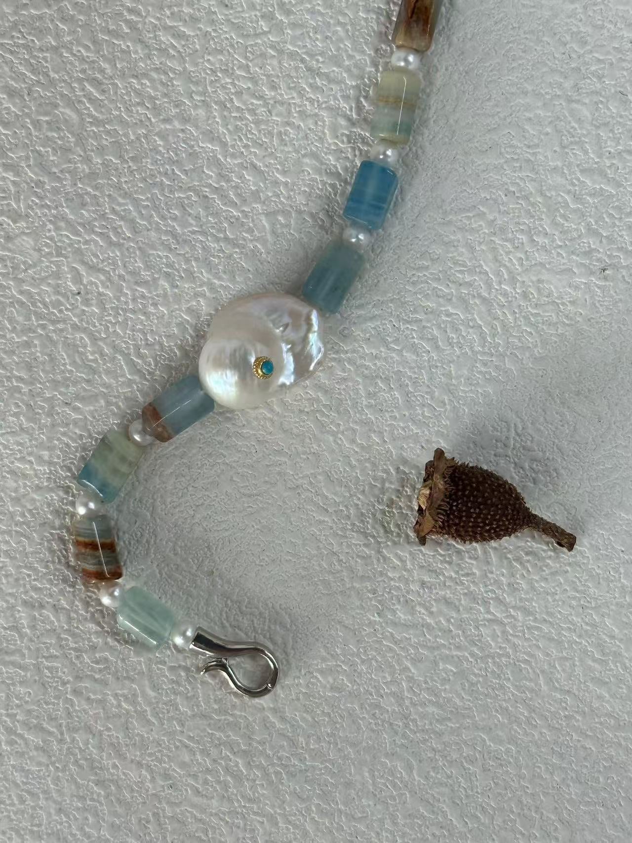 Blue Eye Turquoise Crystal Baroque Bracelet