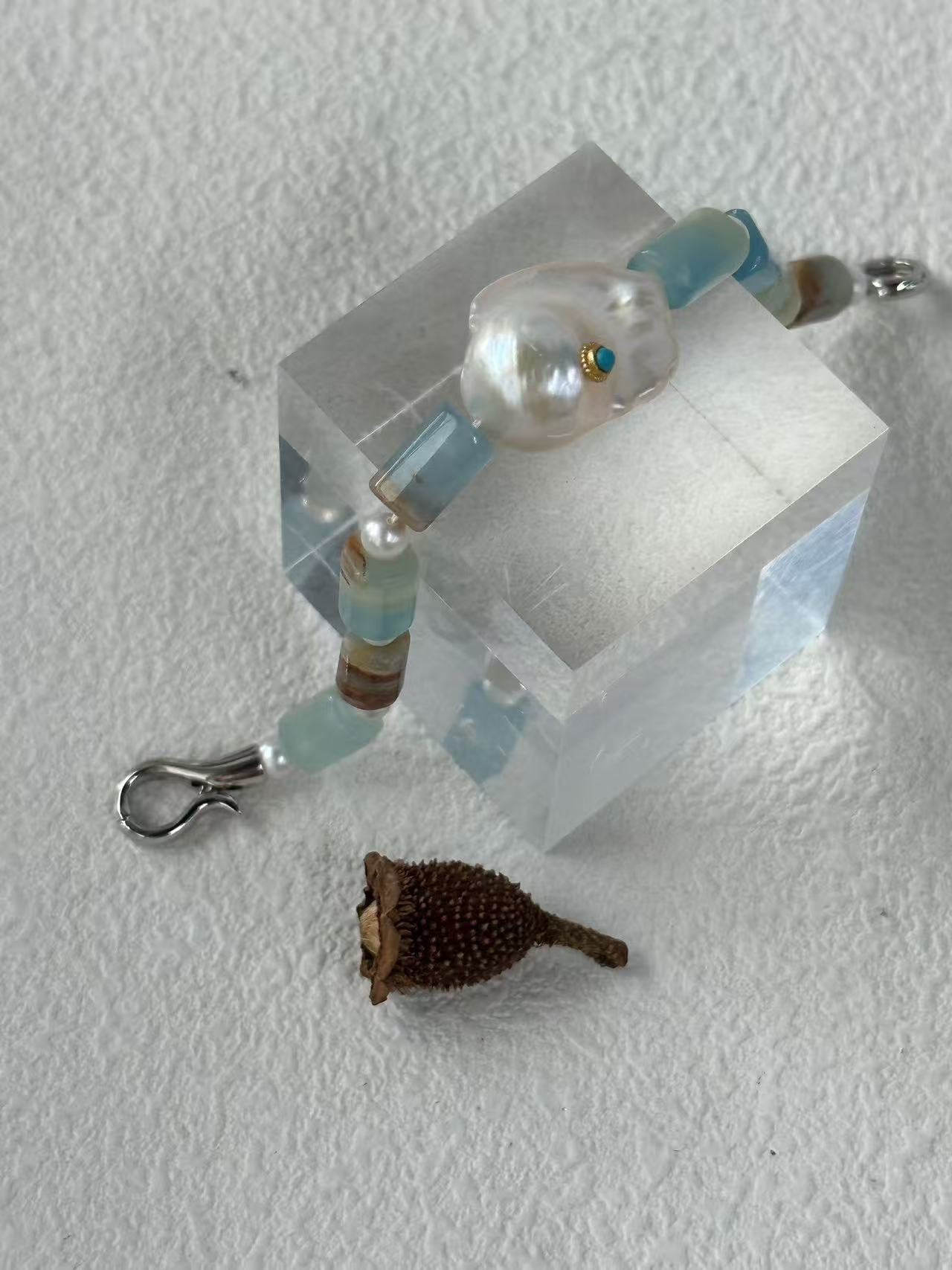Blue Eye Turquoise Crystal Baroque Bracelet