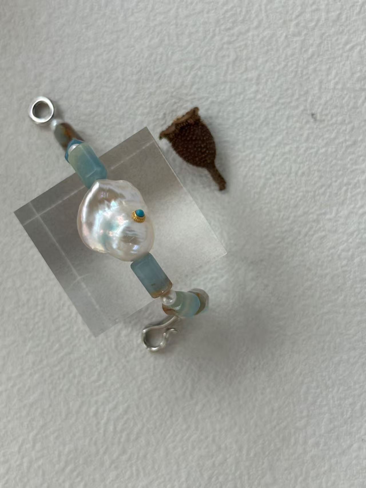 Blue Eye Turquoise Crystal Baroque Bracelet