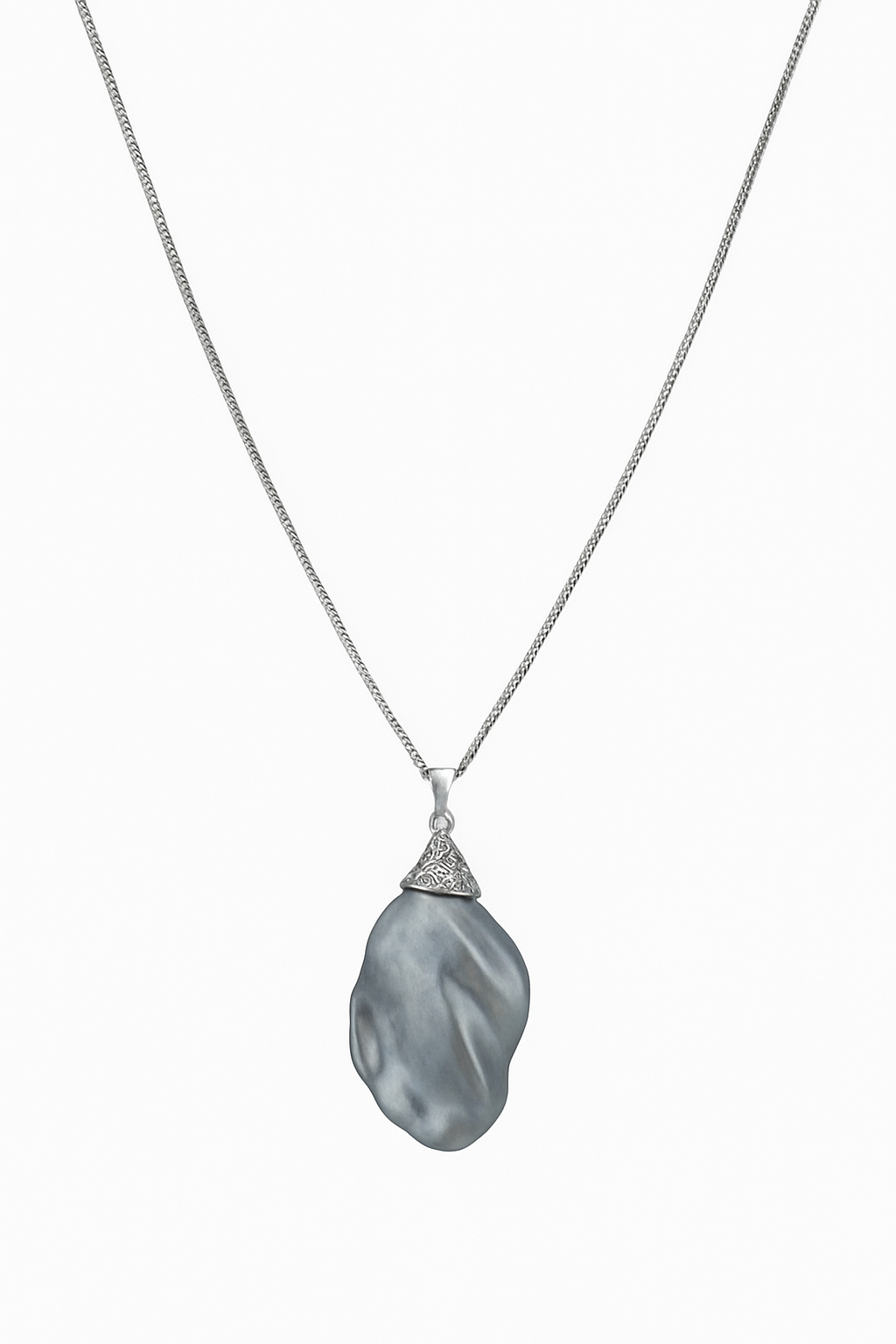 ‘Fishtail Hat’ grey-blue seawater baroque pearl pendant