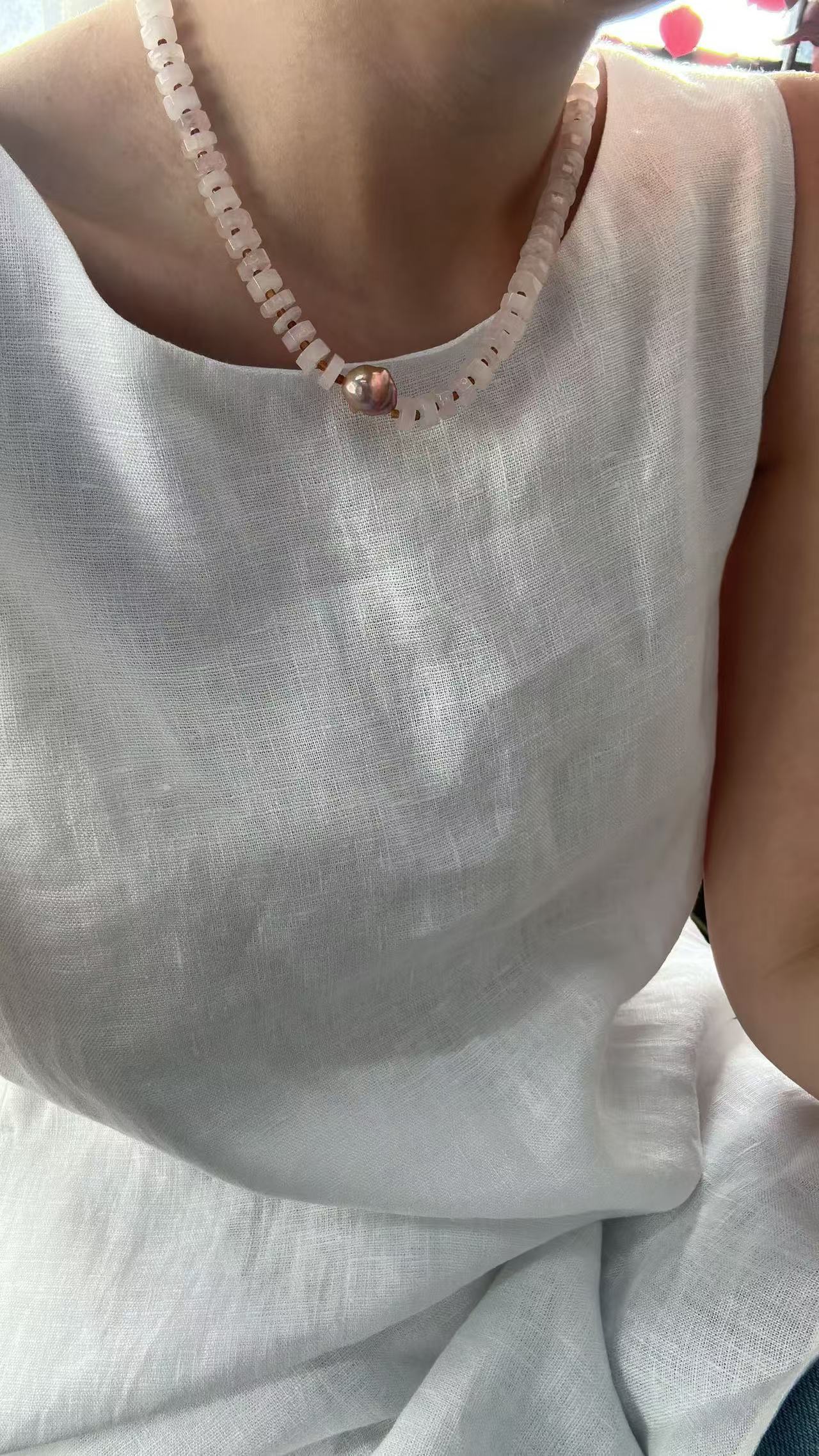 Jelly Pink Crystal Dazzling Baroque Necklace