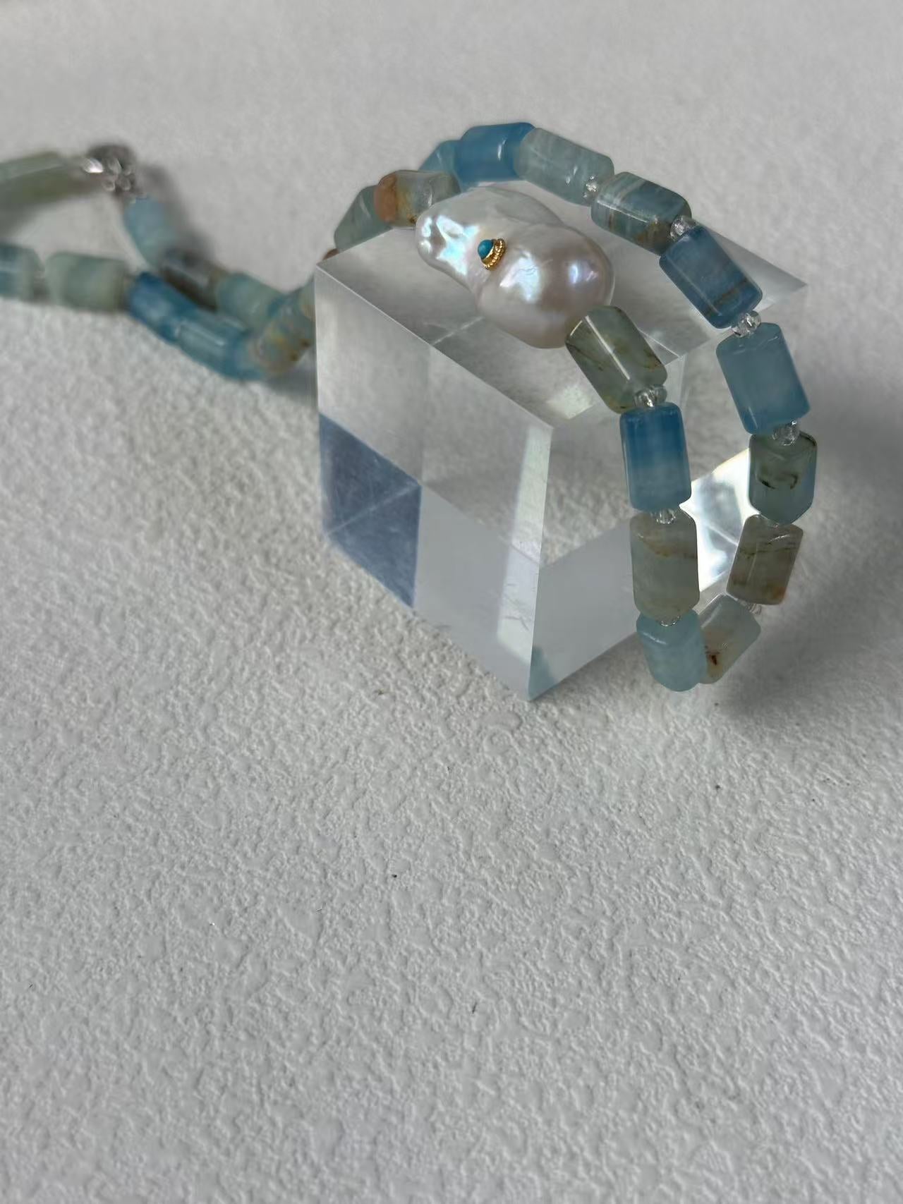 Blue Eye Turquoise Crystal Baroque Necklace