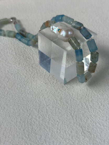 Blue Eye Turquoise Crystal Baroque Necklace