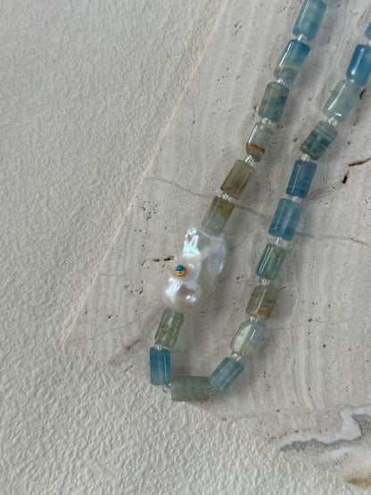 Blue Eye Turquoise Crystal Baroque Necklace