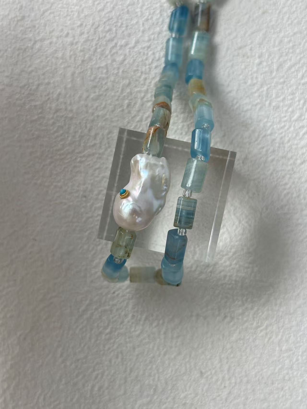 Blue Eye Turquoise Crystal Baroque Necklace