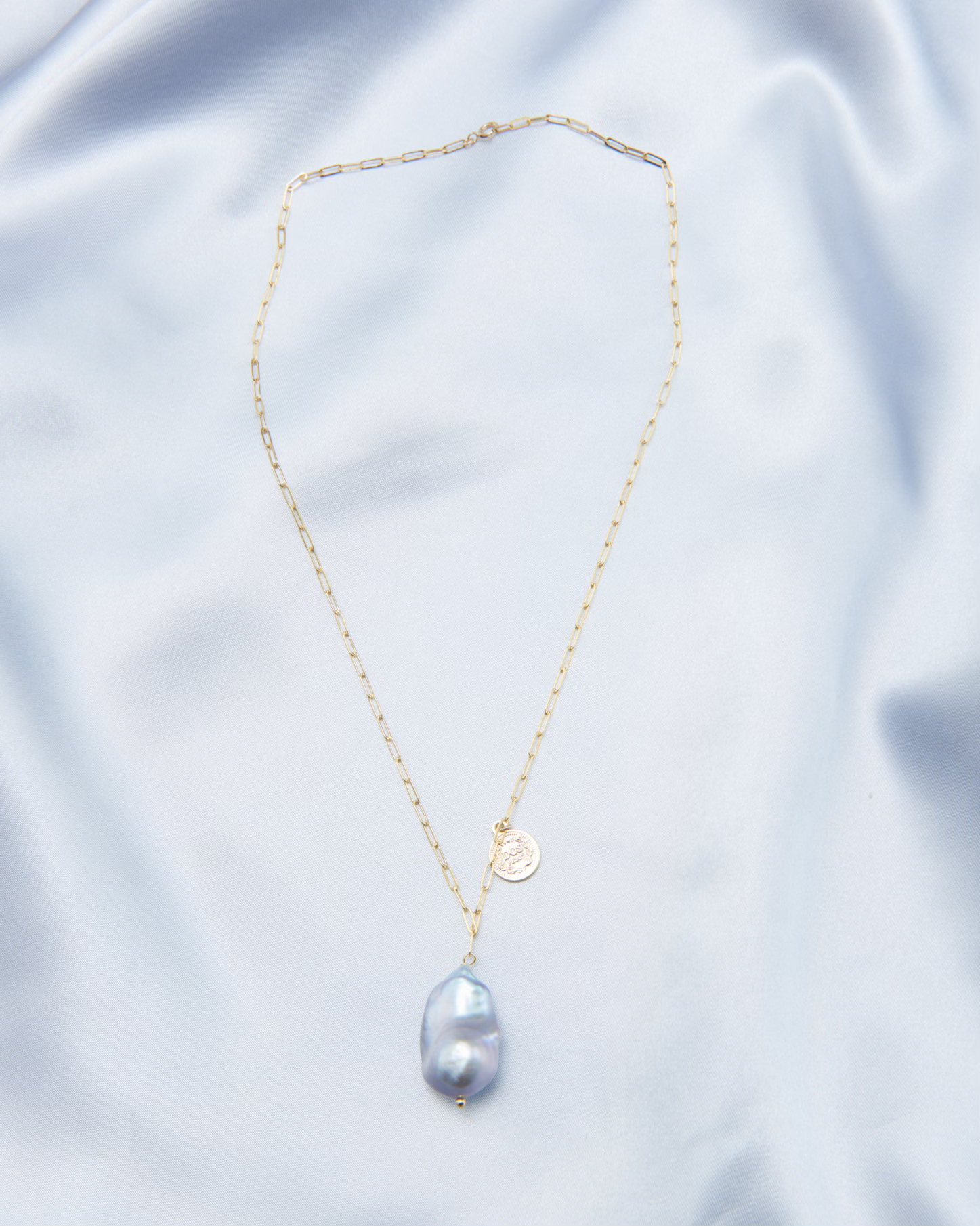 Blue-Blooded Baroque Natural Pearl Gold-Plated Silver Roman Pendant
