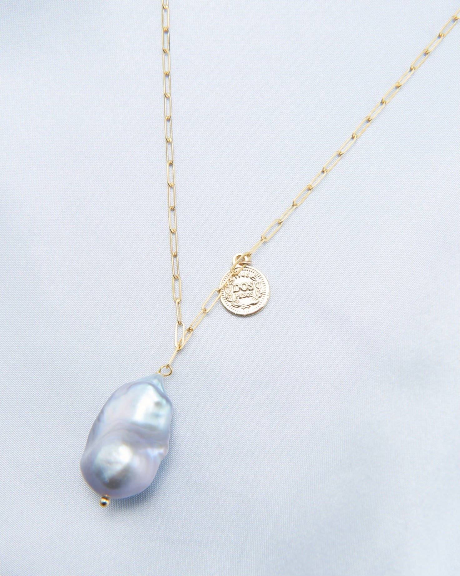 Blue-Blooded Baroque Natural Pearl Gold-Plated Silver Roman Pendant