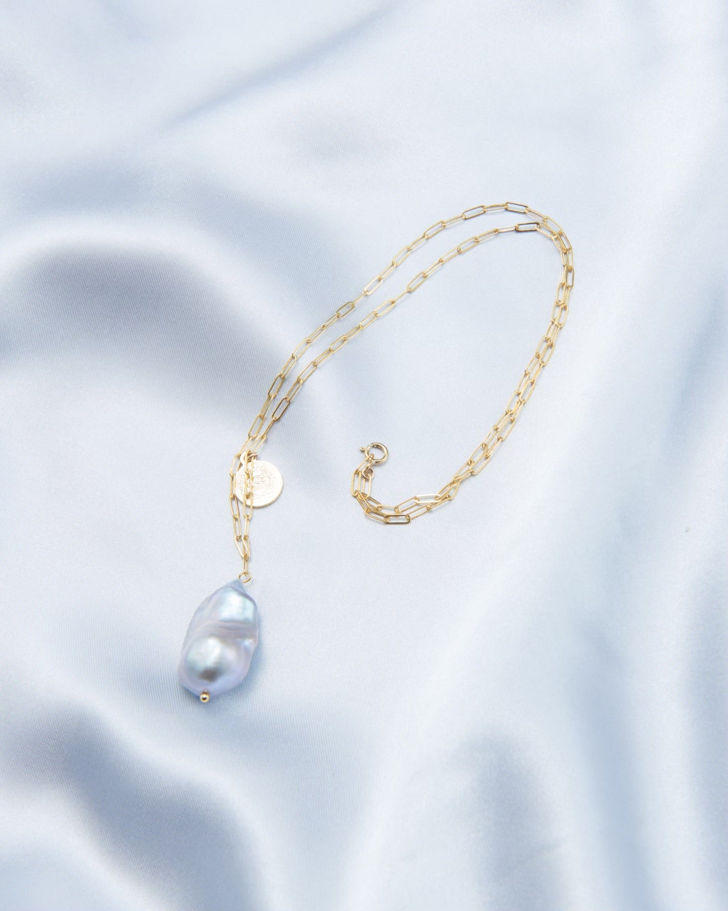 Blue-Blooded Baroque Natural Pearl Gold-Plated Silver Roman Pendant