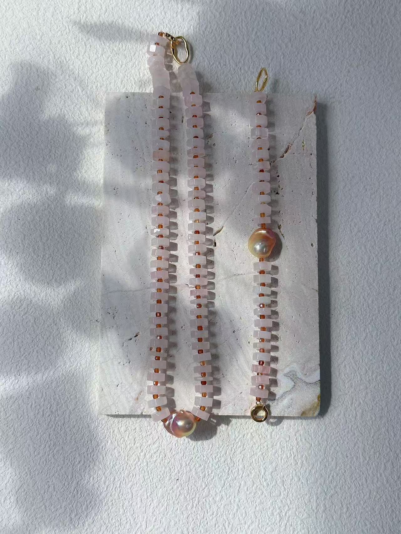 Jelly Pink Crystal Dazzling Baroque Necklace