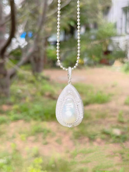 ‘Sanctum Mare’ Rare Glacier Blue Australian White Baroque Pearl Necklace