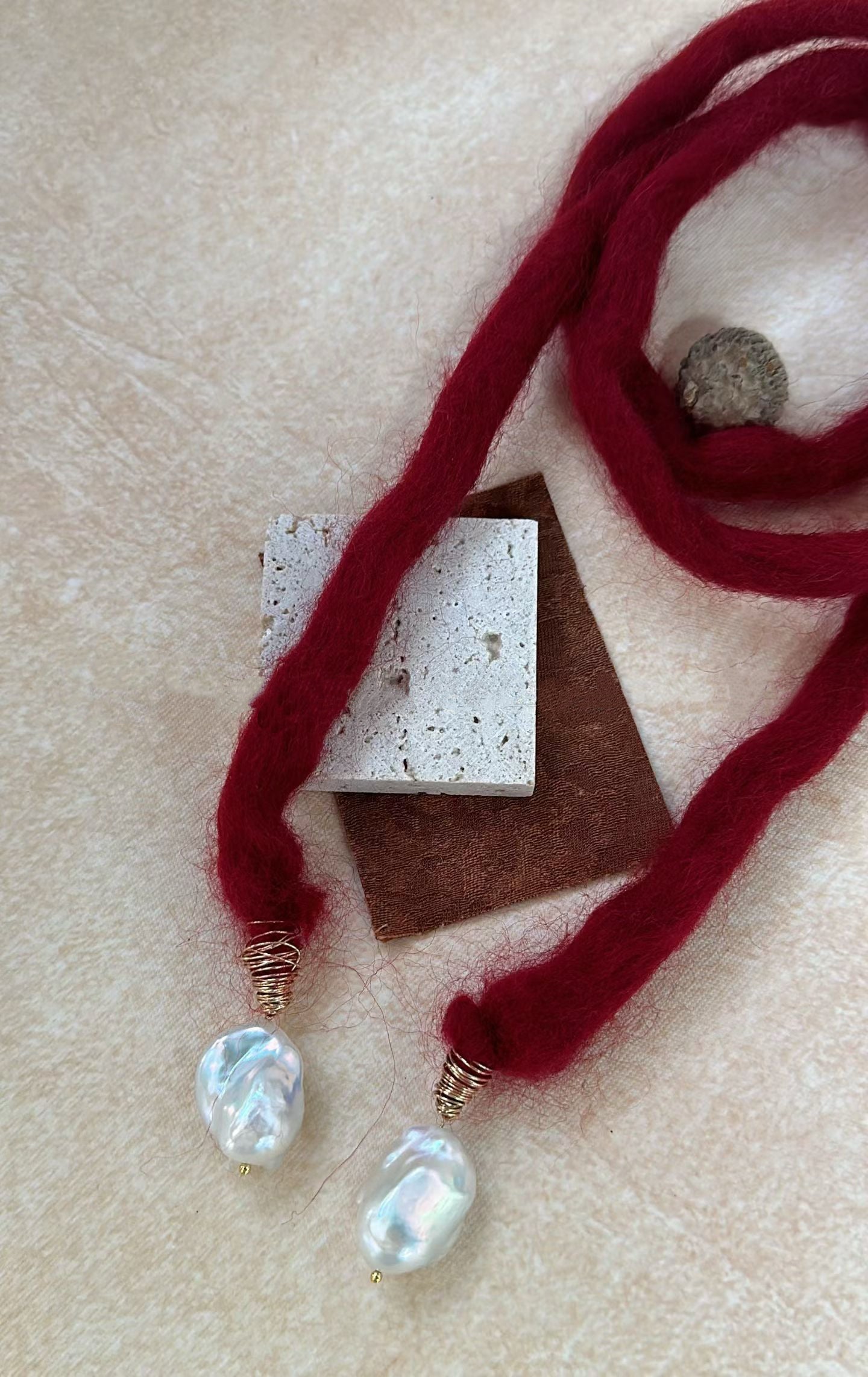 Christmas Baroque Pearl Necklace Collection Red Wool Baroque