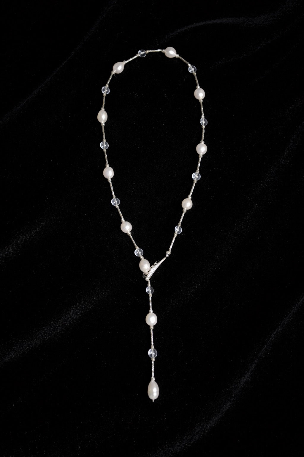 'Moonlit Stream' Freshwater Pearl & Clear Crystal Necklace