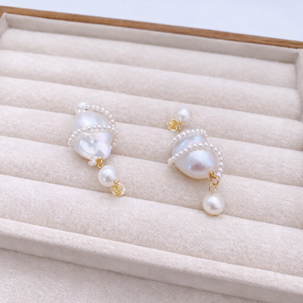 Dreamy Christmas Tree Baroque Pearl Earrings