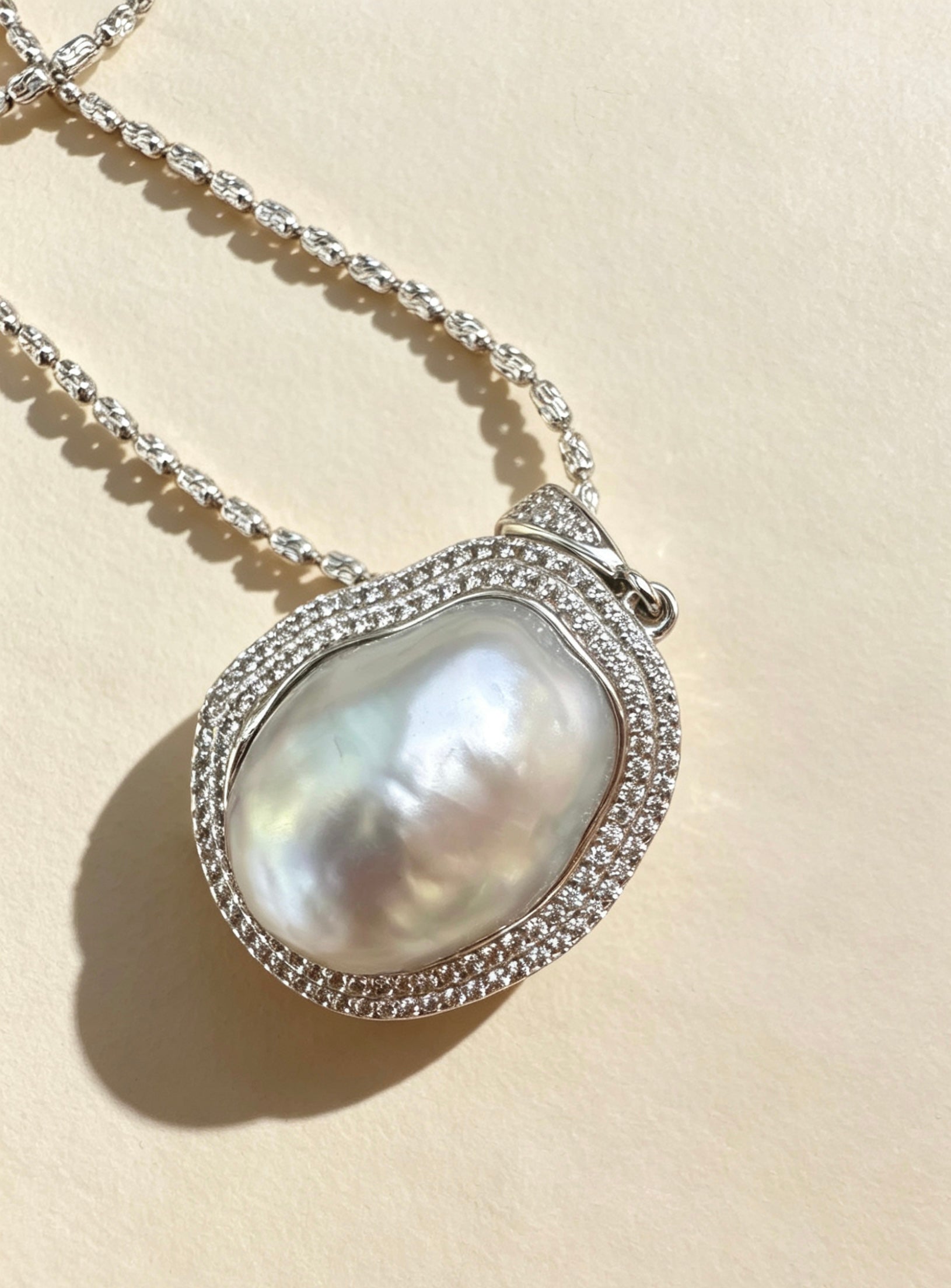 “Touch” Seawater Australian-White Baroque Pearl Featured Pendant Collection