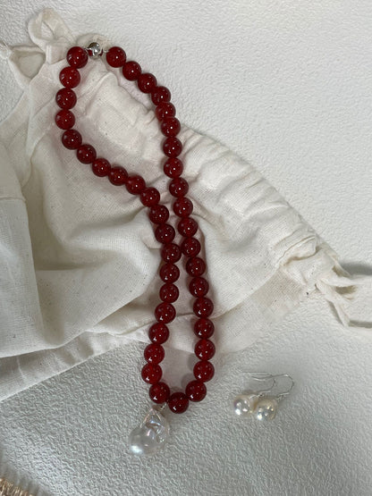 Red Agate Baroque Necklace