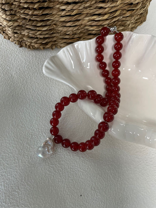 Red Agate Baroque Necklace