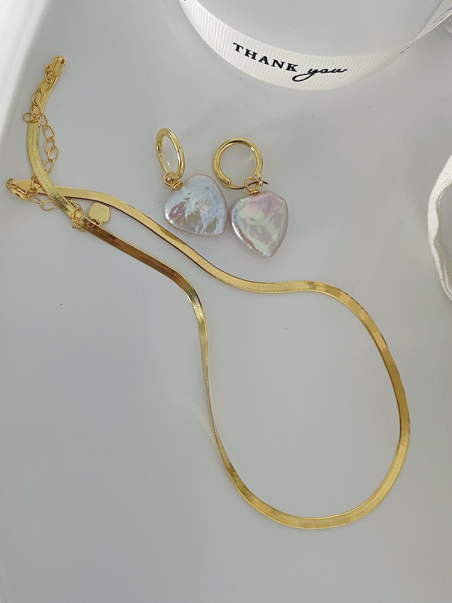 Peach Heart Cream Purple Flat Baroque Earrings