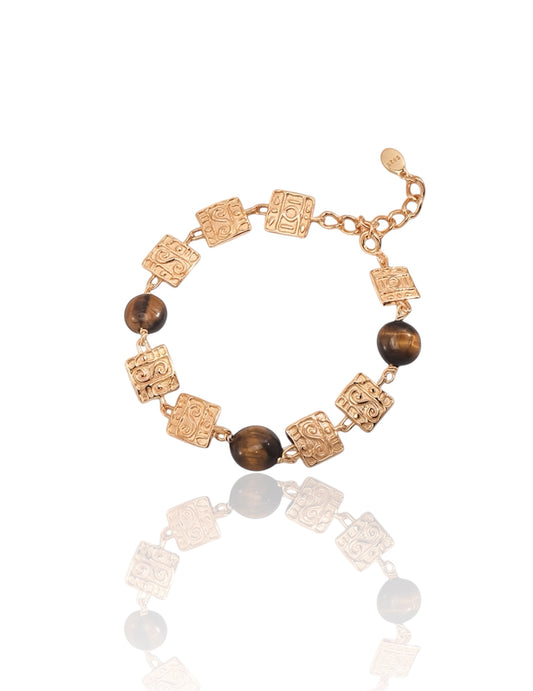 Tiger Eye& Relief Sculpture Bracelet