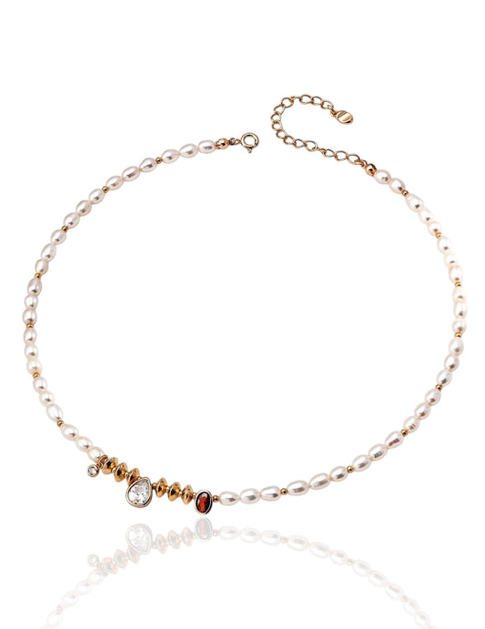 Delicate Diamond Pearl Necklace